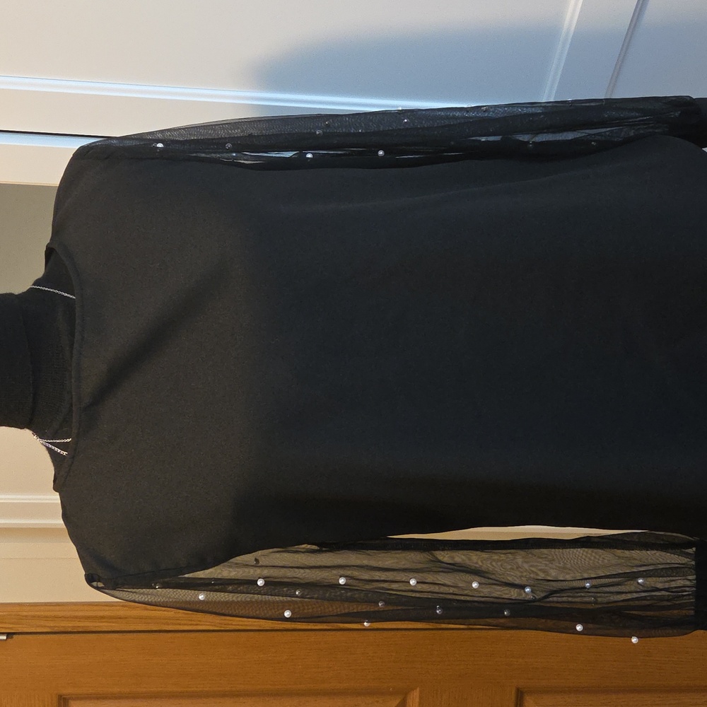 SHEIN Black Blouse with Pearl Detail